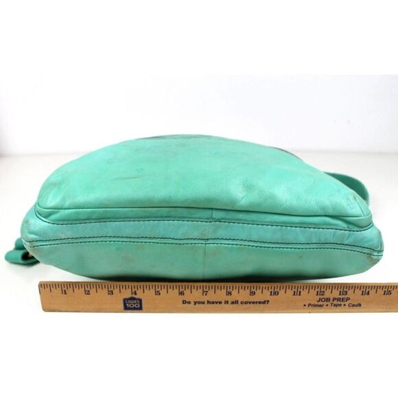 Fossil AQUA GREEN GENUINE LEATHER CONVERTIBLE TAN TOP HANDLE SHOULDER BAG TOTE - Picture 11 of 14